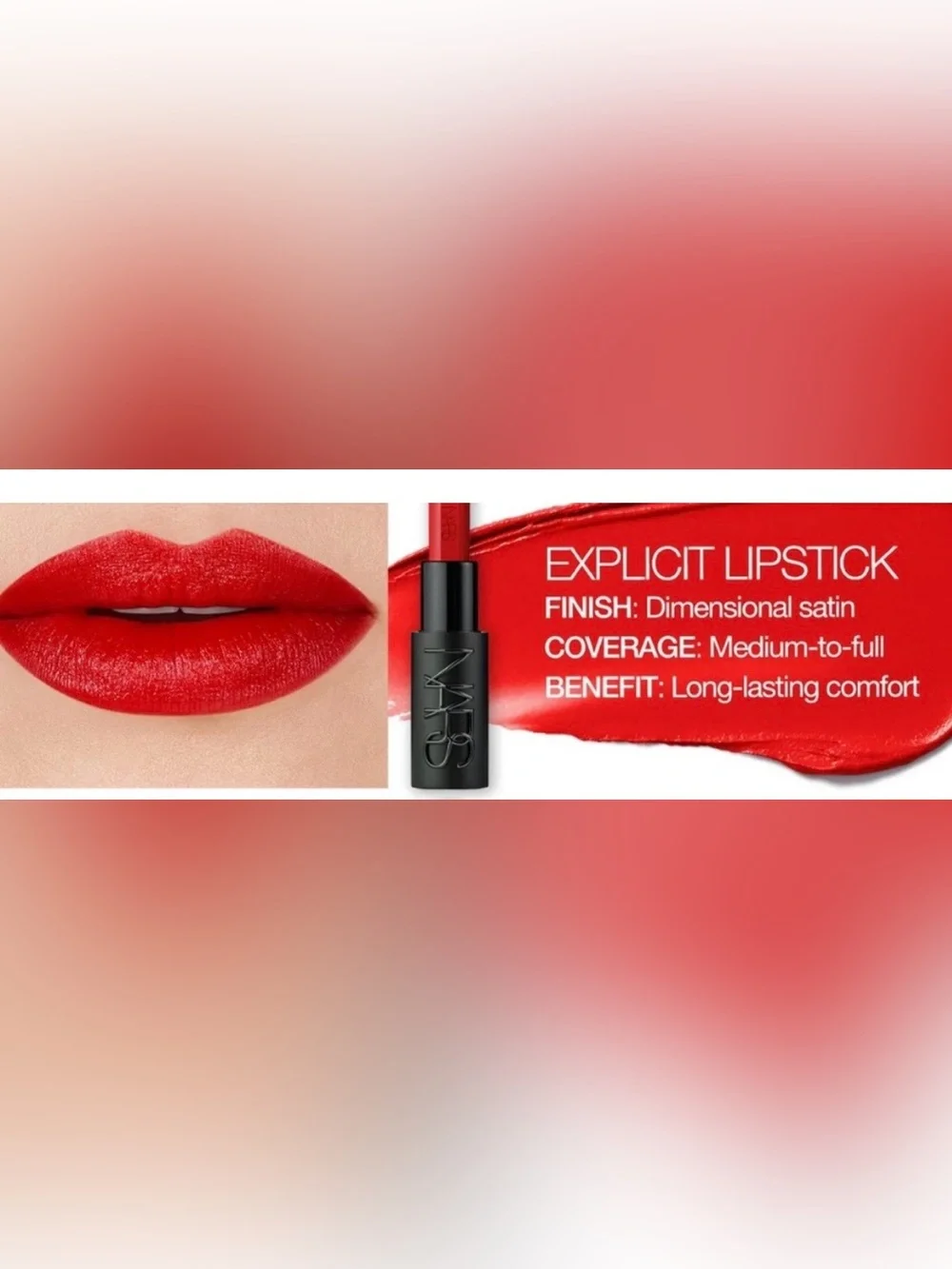 NARS Explicit Lipstick Incendiary 862, Orange Red, Dimensional Satin NEW NIB $42